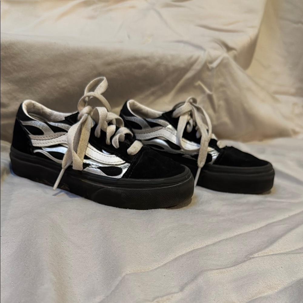 Vans Black and White Skate Sneakers with Platform Sole